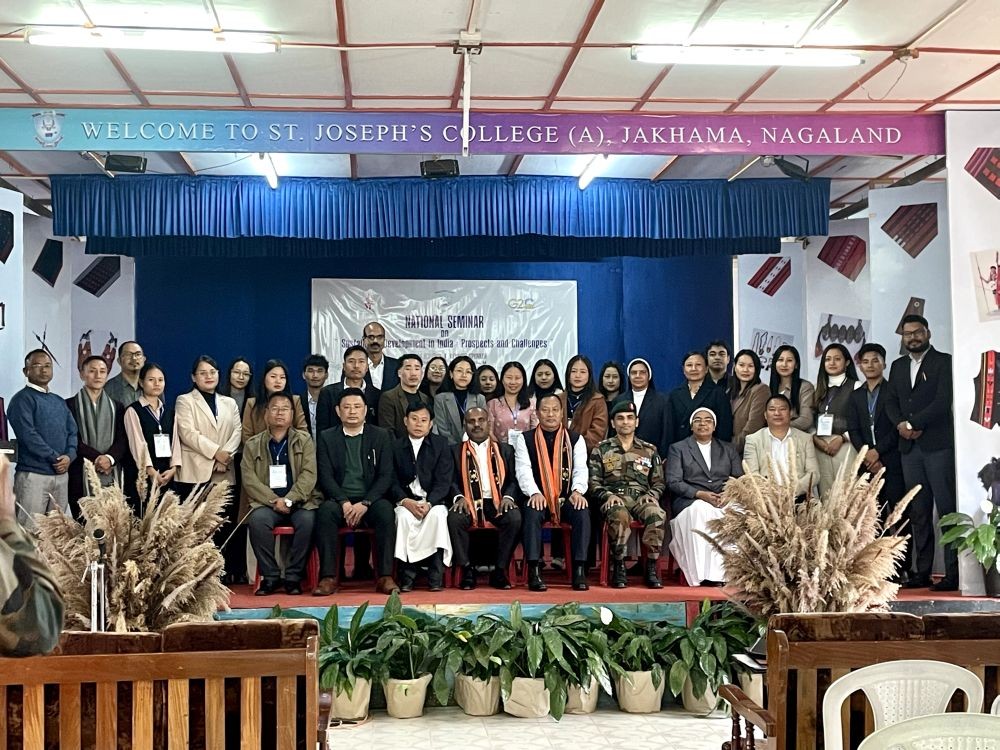 Speakers and educators from different universities during the national seminar on sustainable development at SJU (A), Jakhama on November 10.